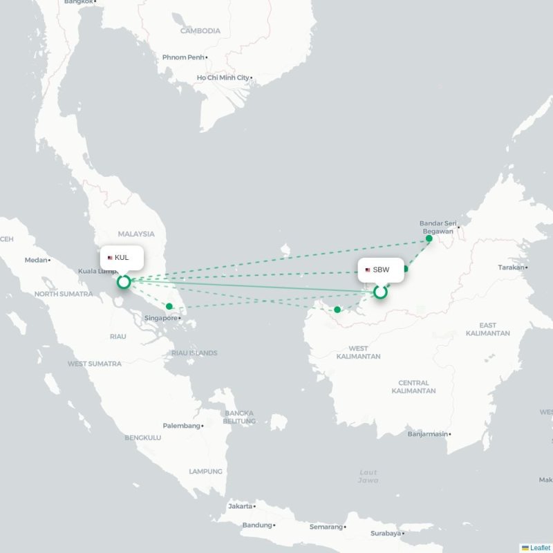 SBW - KUL route map