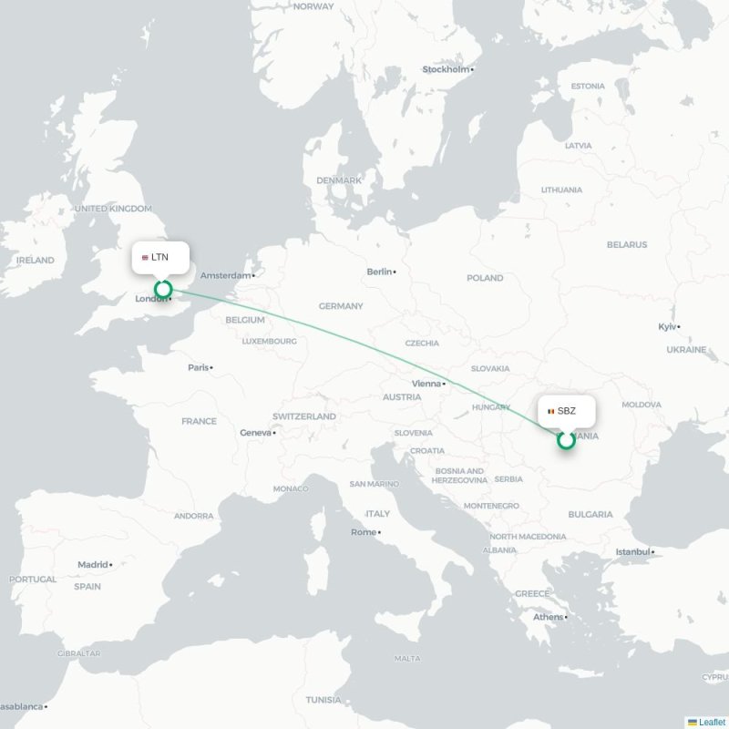 SBZ - LTN route map