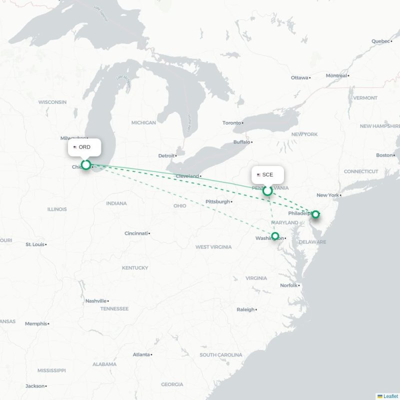 SCE - ORD route map
