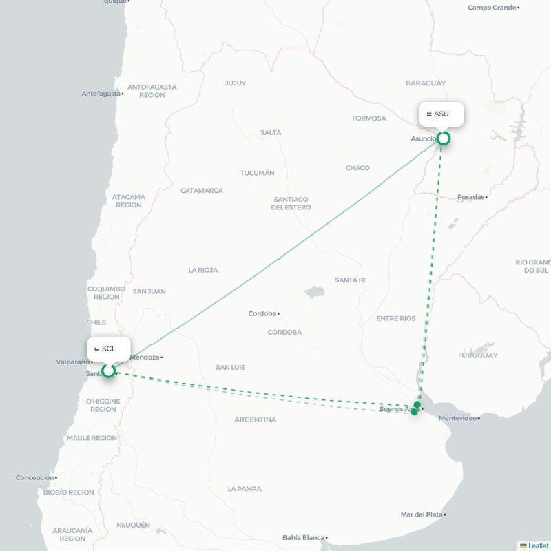 SCL - ASU route map