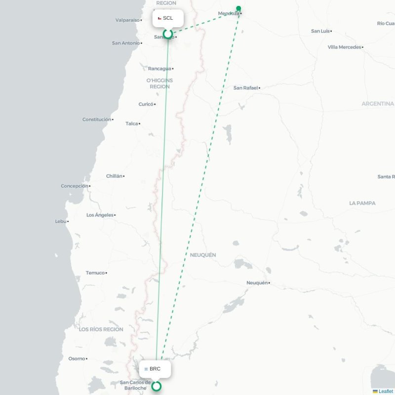 SCL - BRC route map