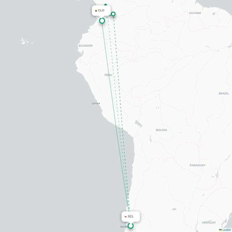 SCL - CLO route map