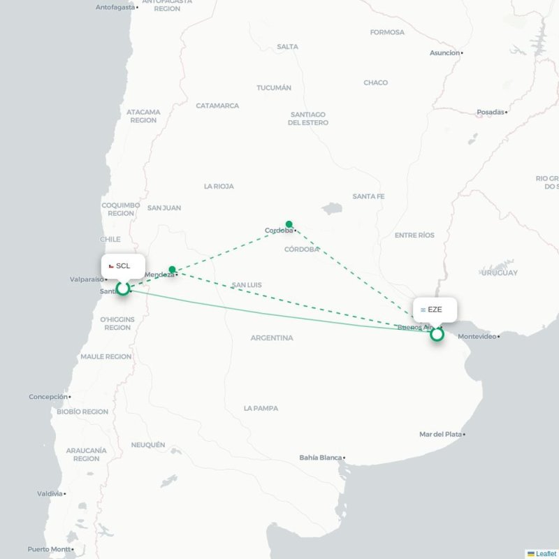 SCL - EZE route map
