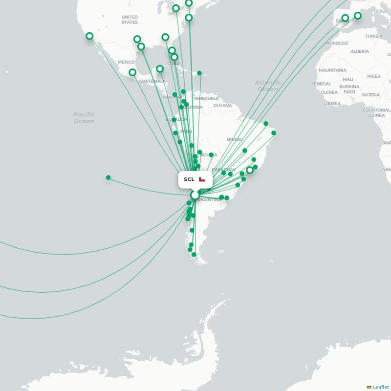 SCL - BCN route map