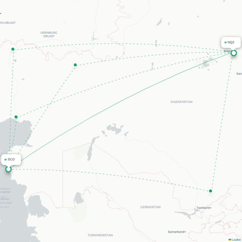 SCO - NQZ route map