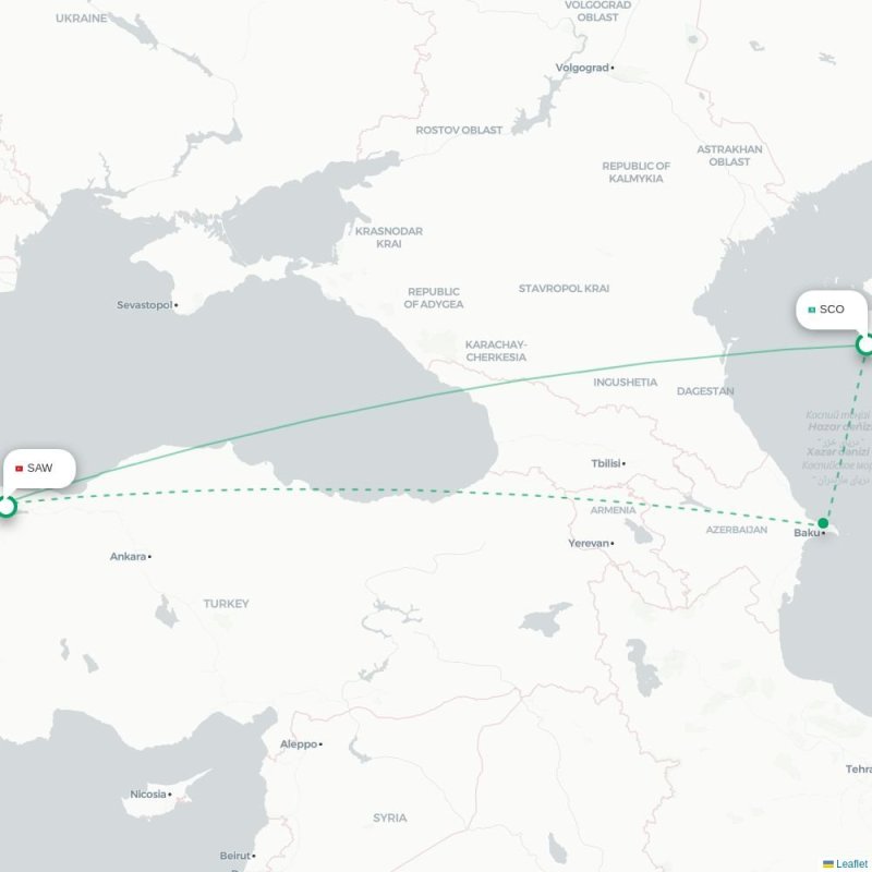 SCO - SAW route map