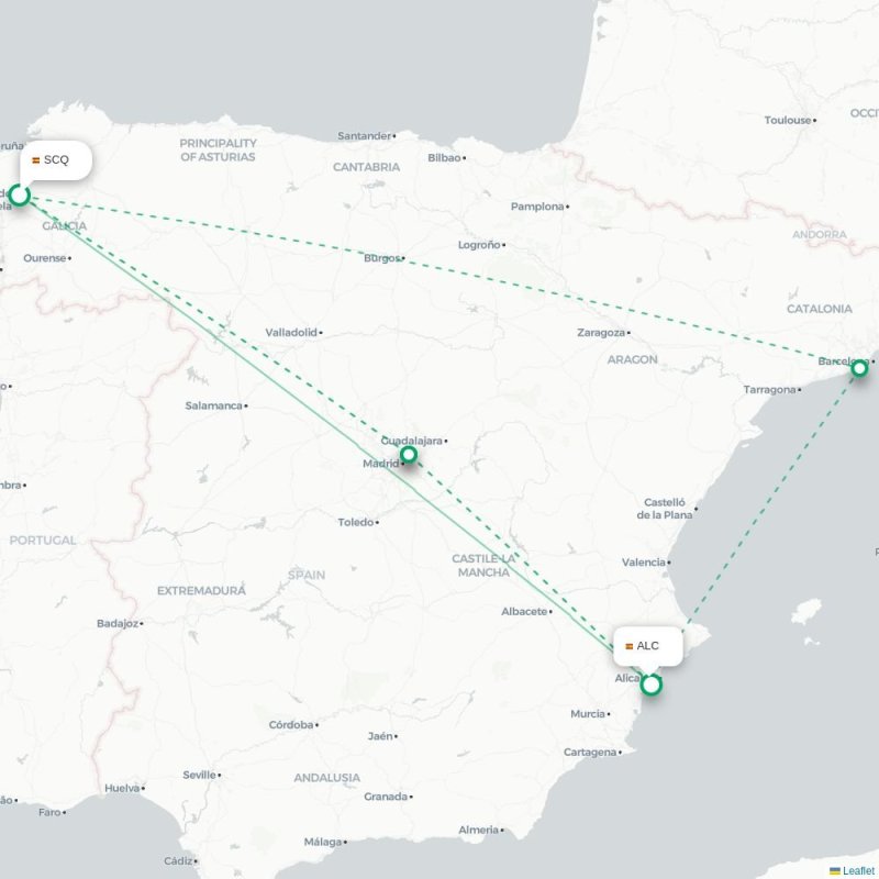 SCQ - ALC route map