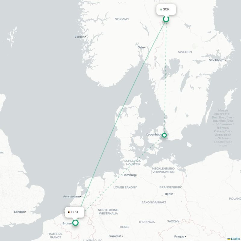 SCR - BRU route map