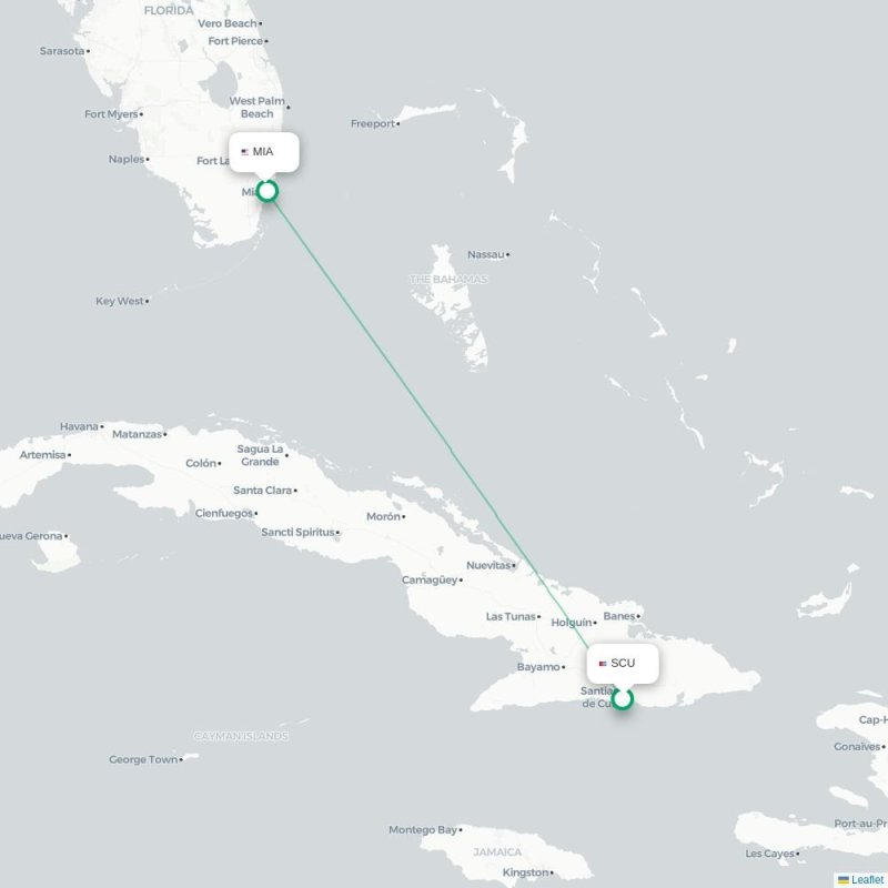 SCU - MIA route map