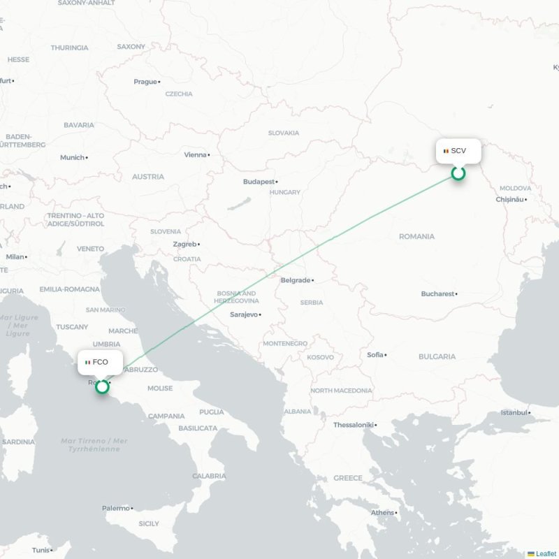 SCV - FCO route map