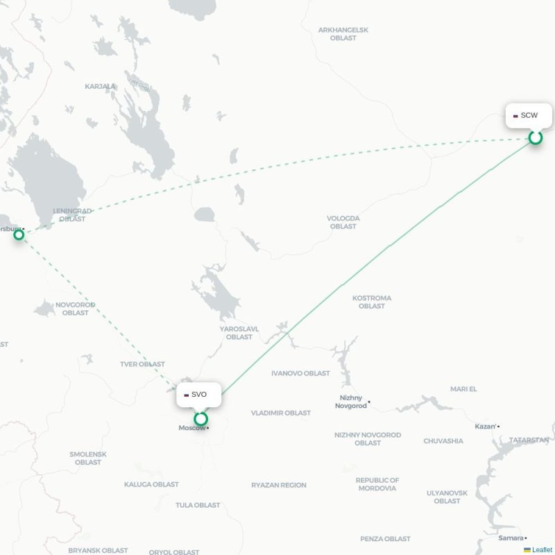SCW - SVO route map