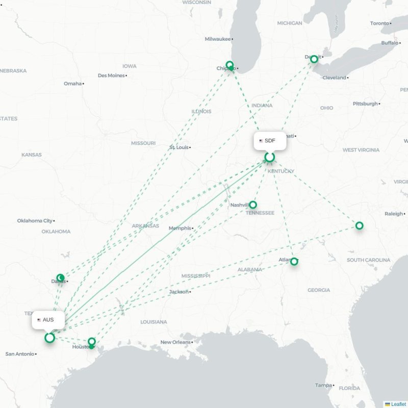SDF - AUS route map
