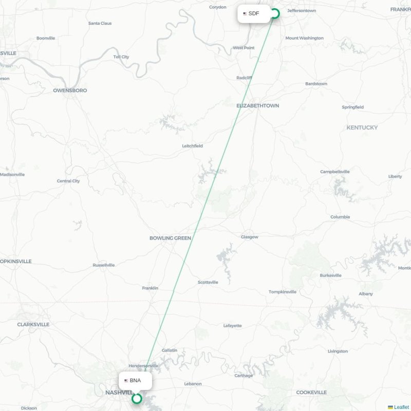 SDF - BNA route map