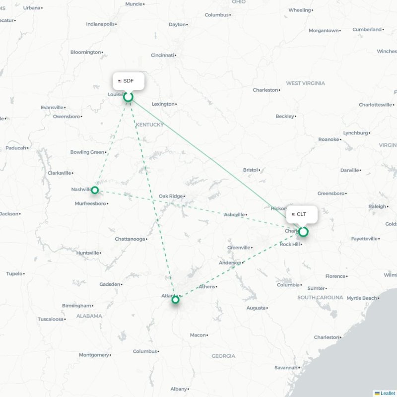 SDF - CLT route map