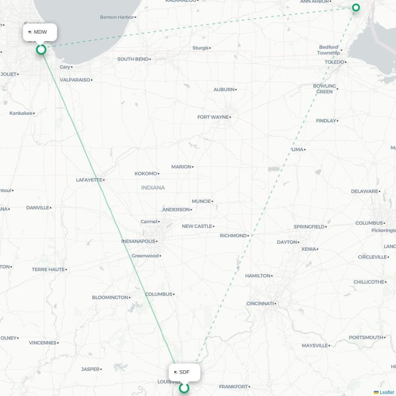 SDF - MDW route map