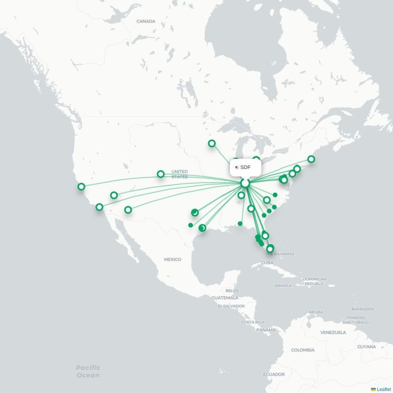 SDF - ATL route map