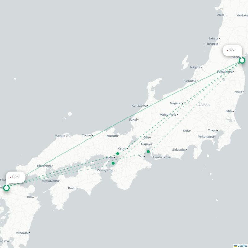 SDJ - FUK route map