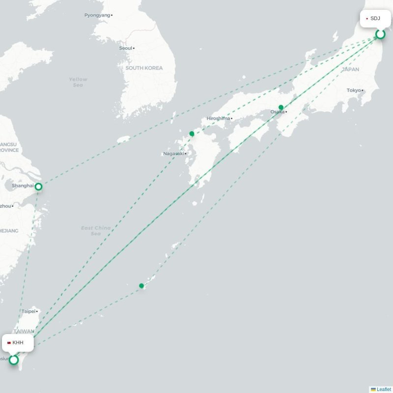 SDJ - KHH route map