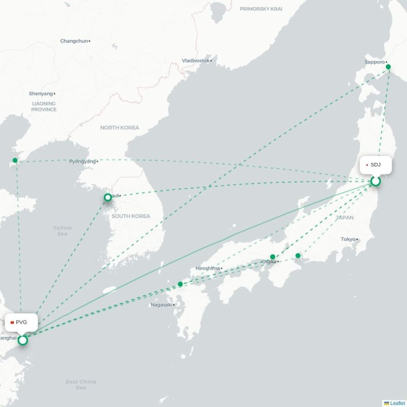 SDJ - PVG route map