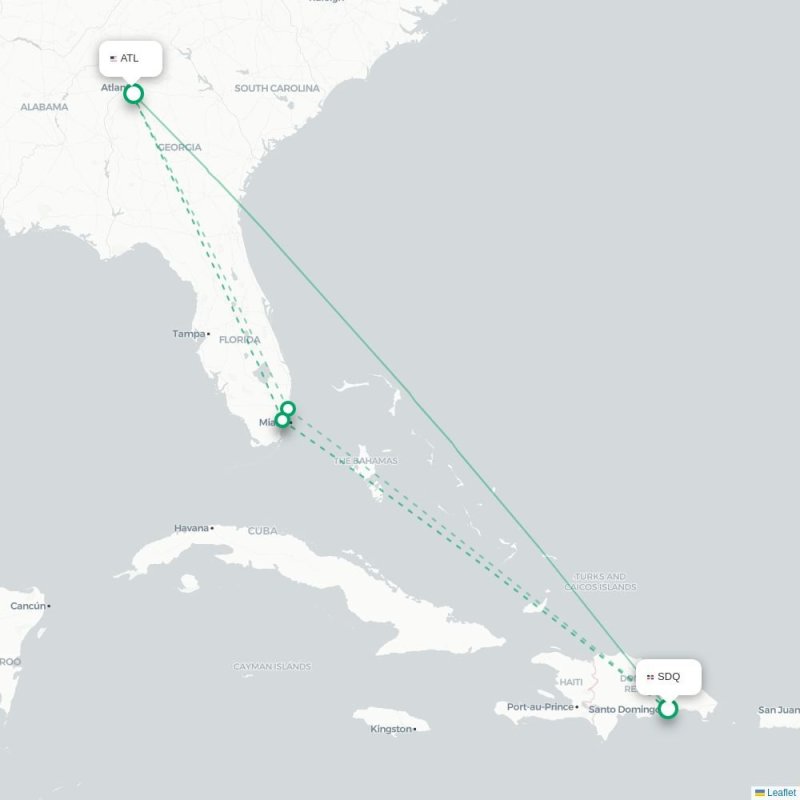 SDQ - ATL route map
