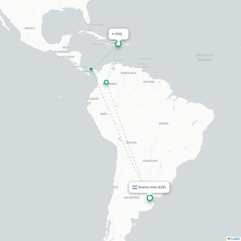 SDQ - EZE route map