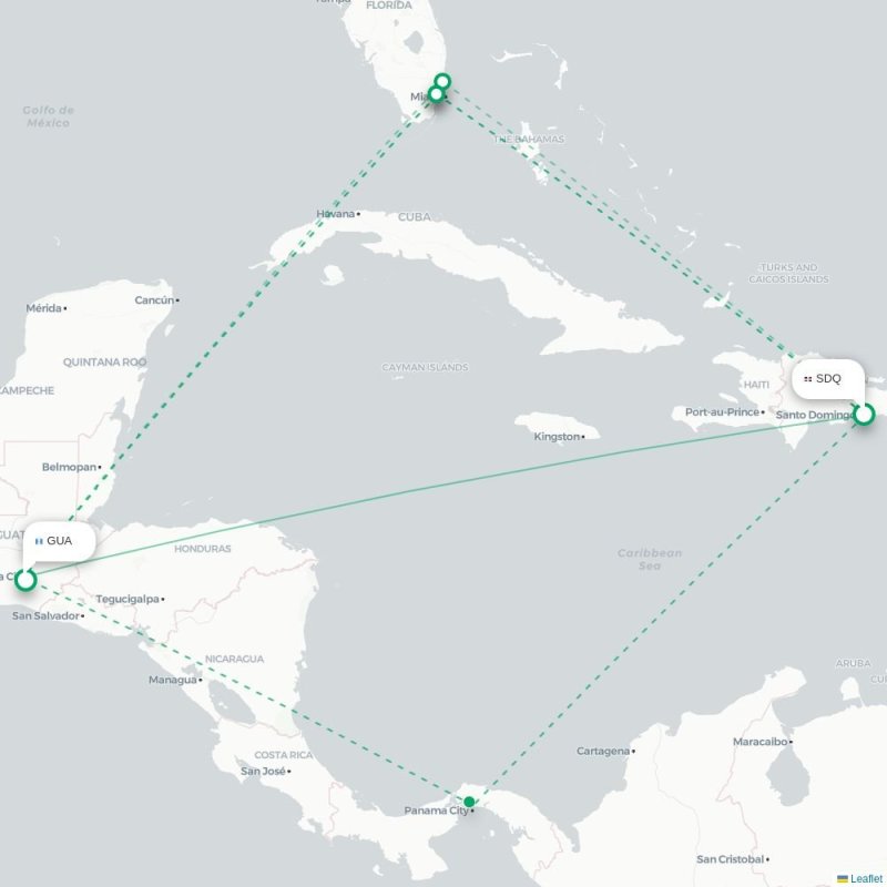 SDQ - GUA route map