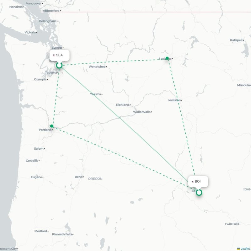 SEA - BOI route map