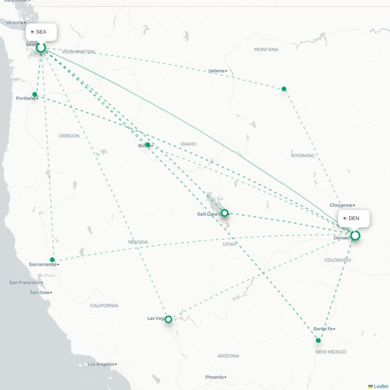 SEA - DEN route map