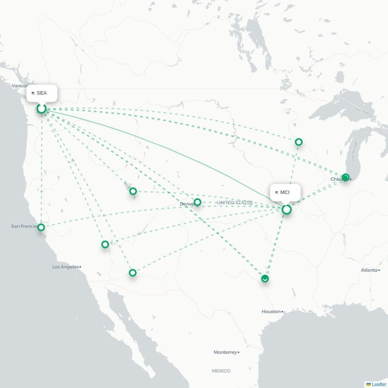 SEA - MCI route map