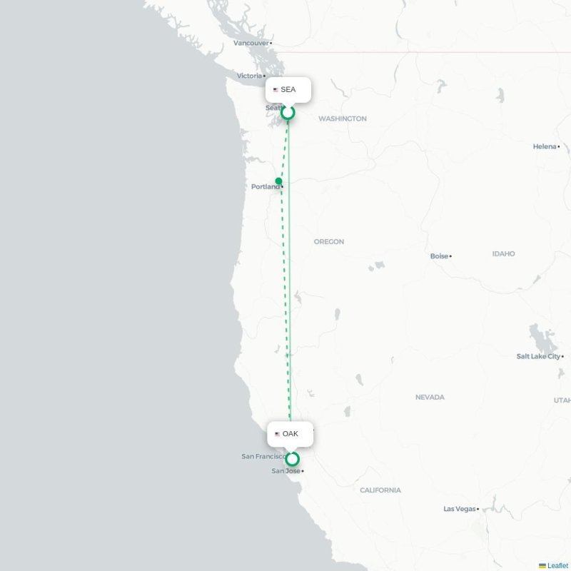 SEA - OAK route map