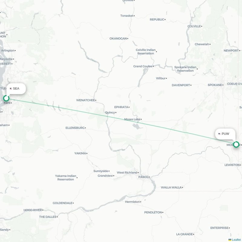 SEA - PUW route map
