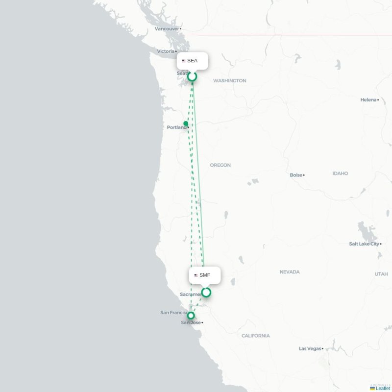 SEA - SMF route map