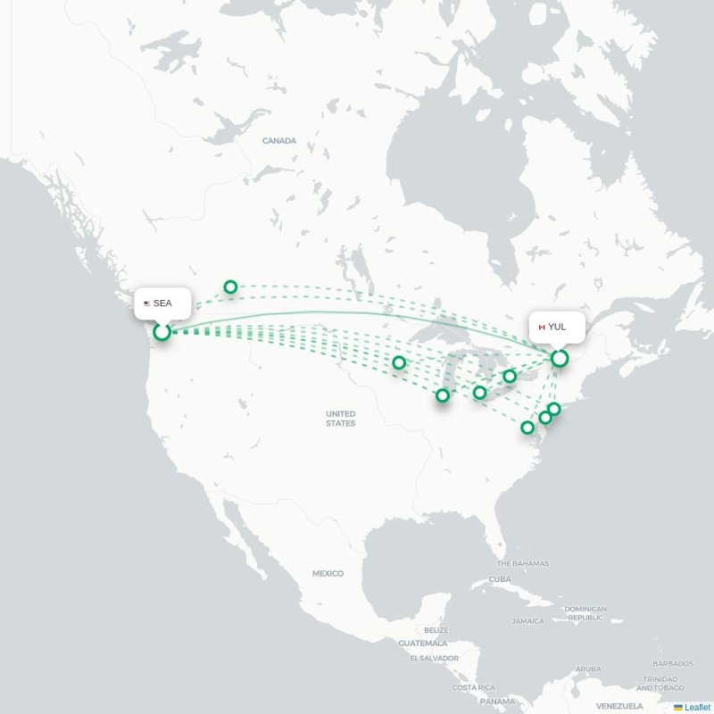 SEA - YUL route map