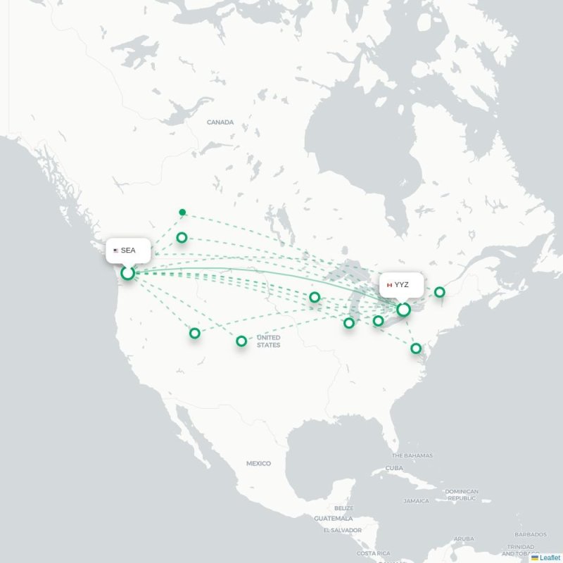 SEA - YYZ route map