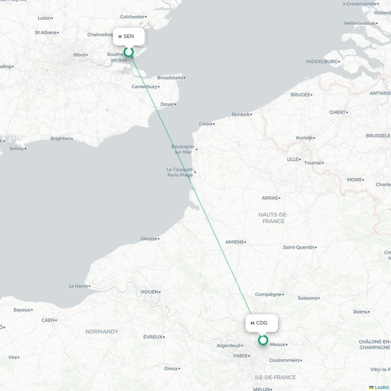 SEN - CDG route map