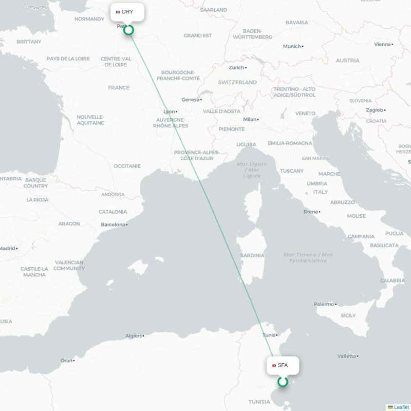 SFA - ORY route map