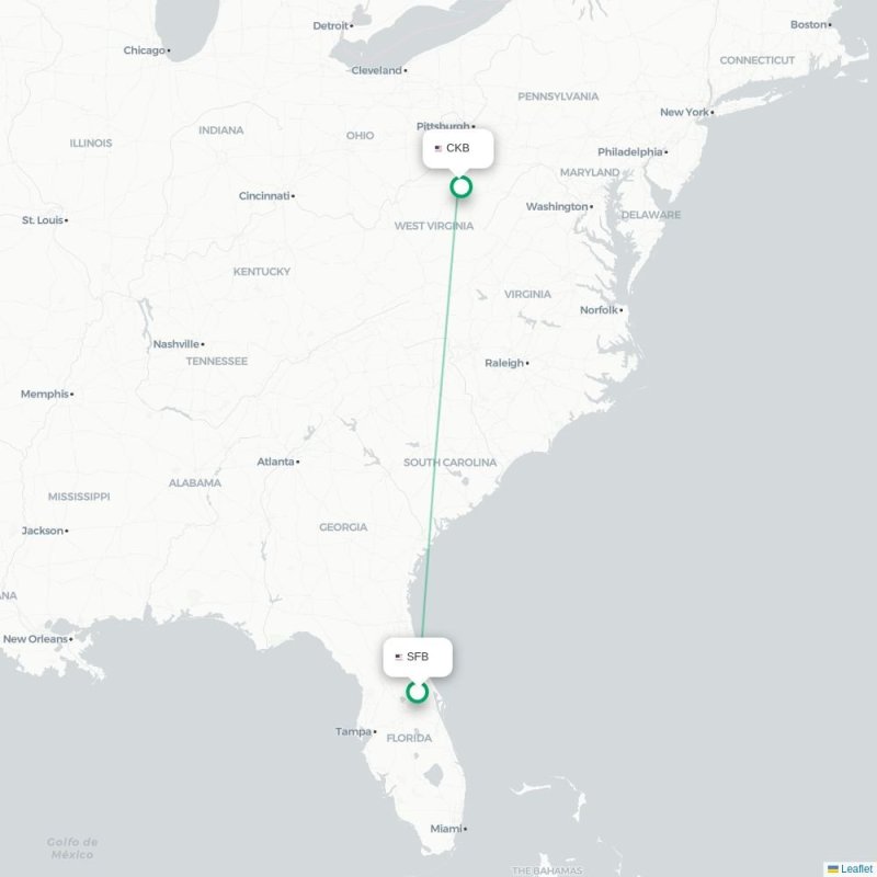 SFB - CKB route map
