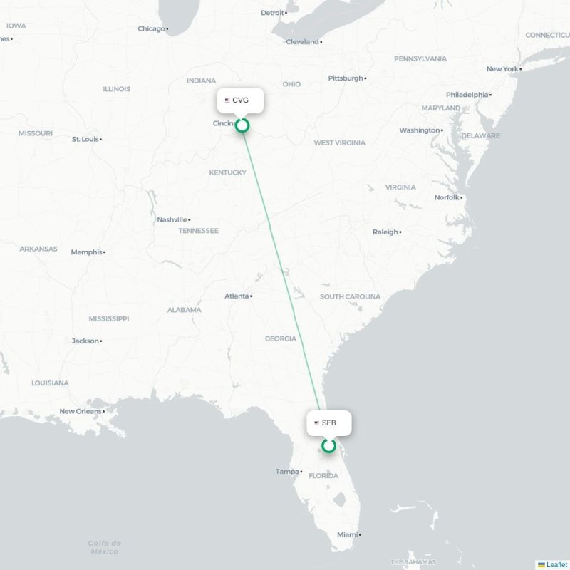 SFB - CVG route map
