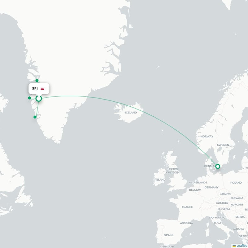 Route map Sondre Stromfjord  SFJ airport