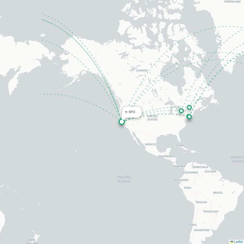 SFO - DEL route map