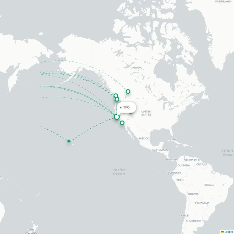 SFO - ICN route map