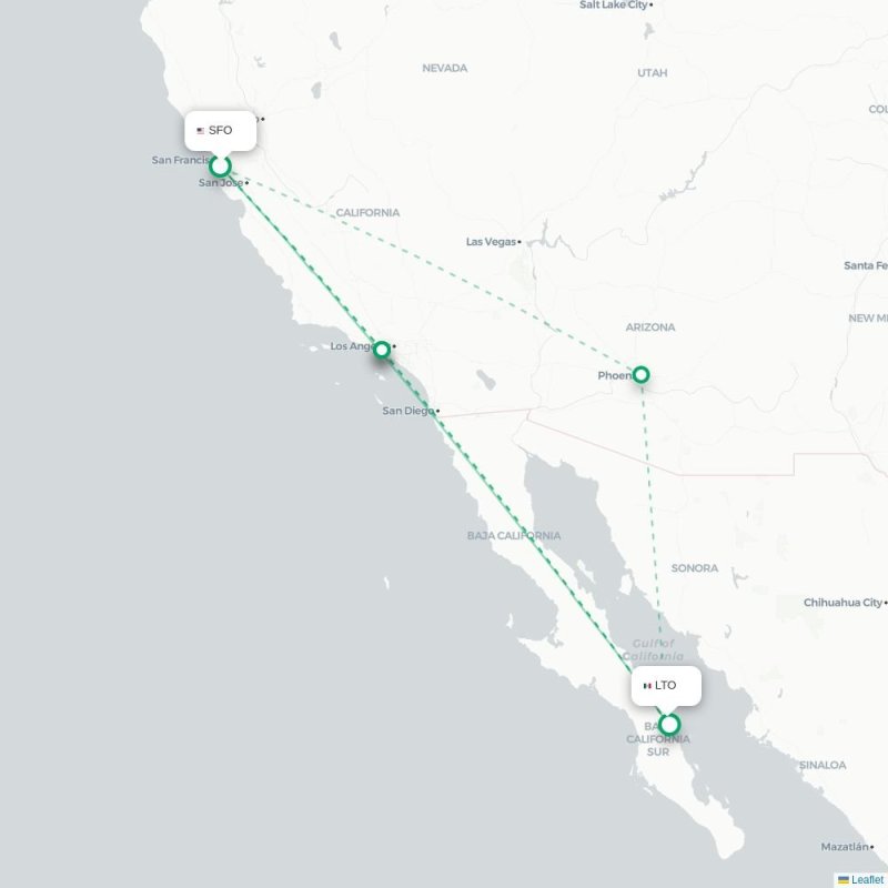 SFO - LTO route map