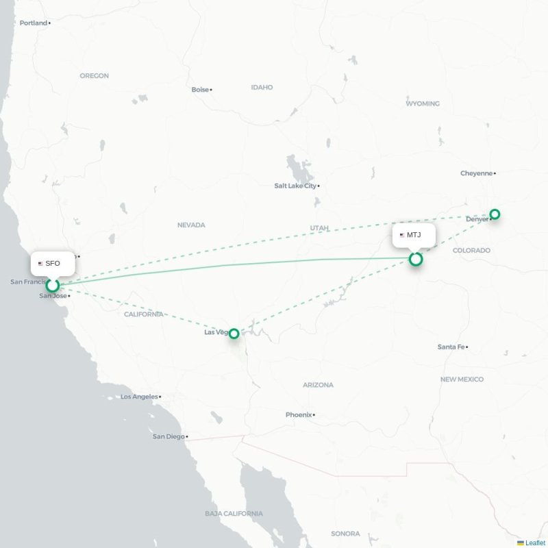 SFO - MTJ route map