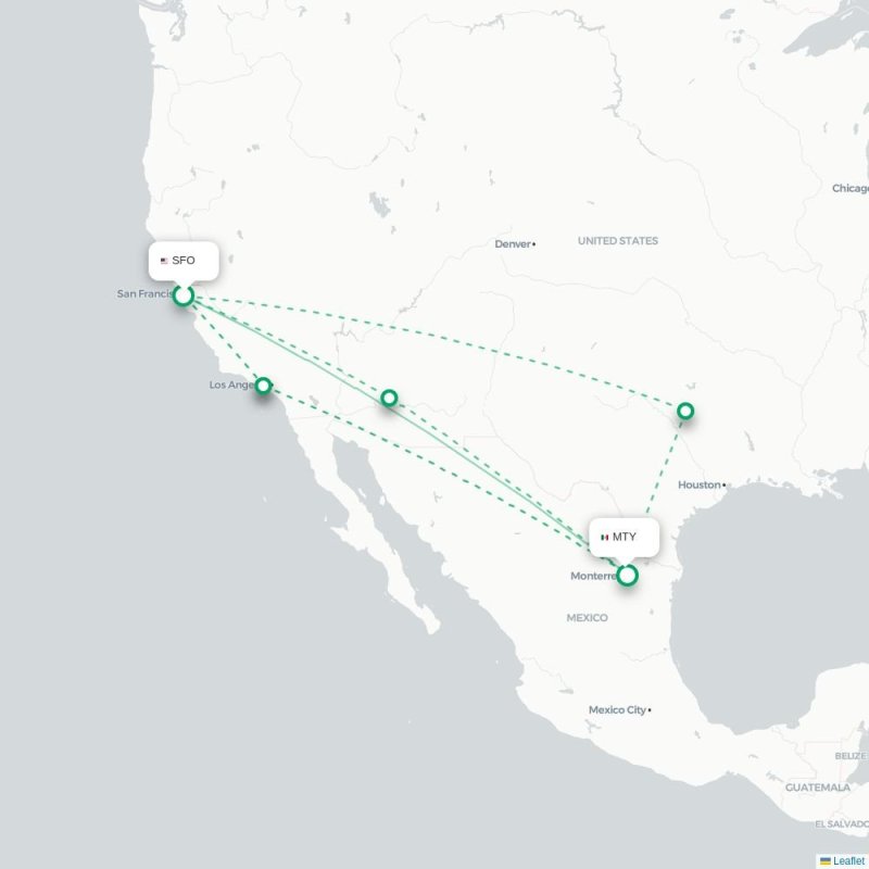 SFO - MTY route map