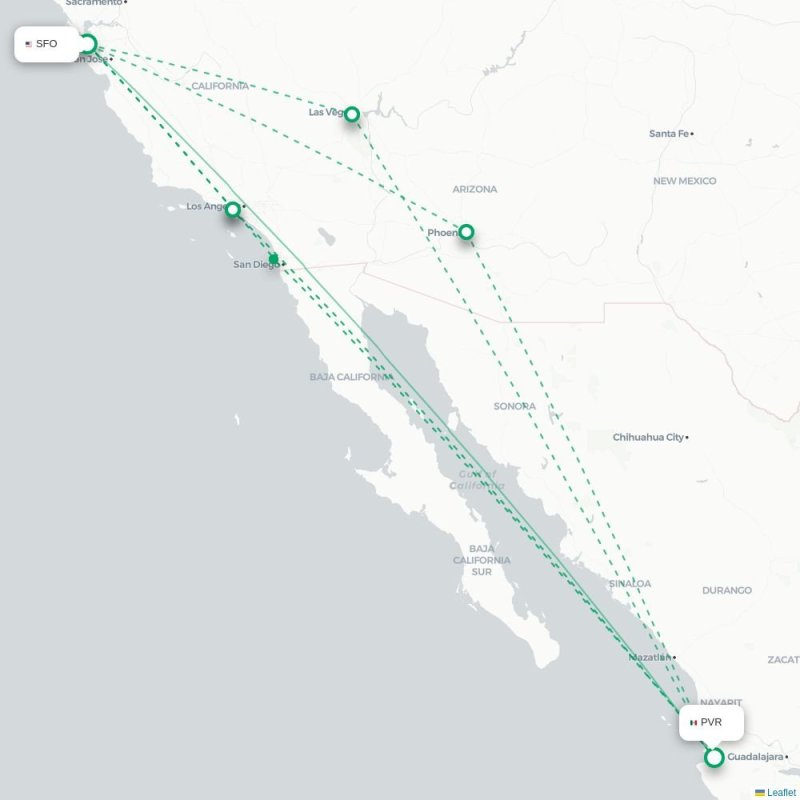 SFO - PVR route map