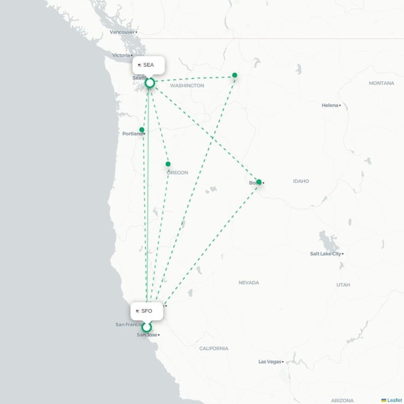 SFO - SEA route map