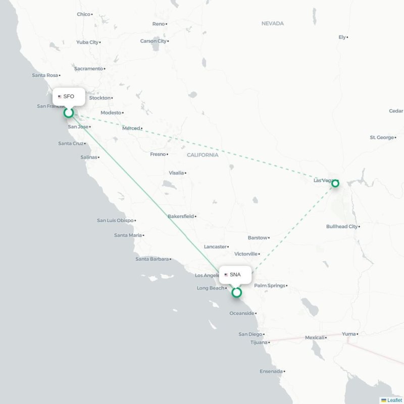 SFO - SNA route map