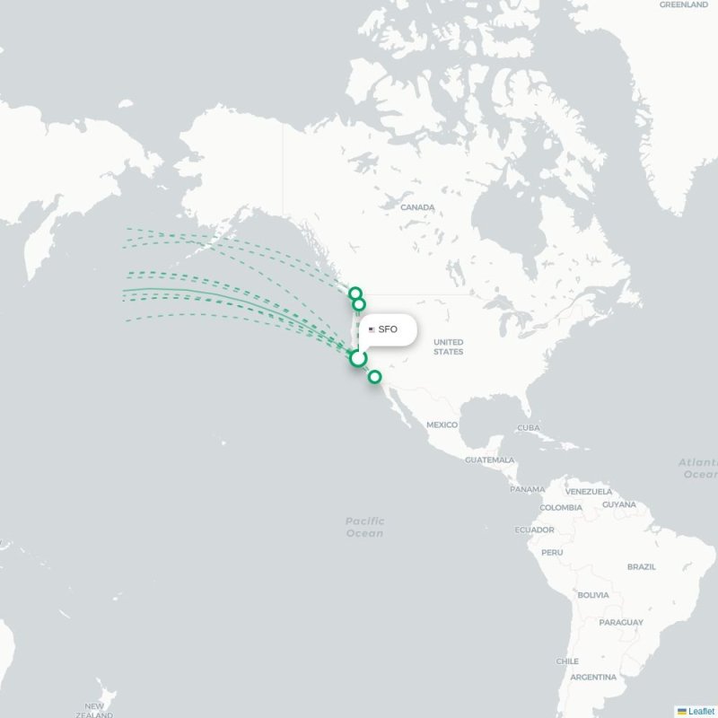 SFO - TPE route map