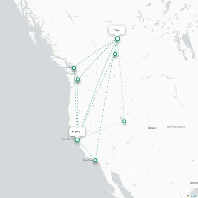 SFO - YEG route map