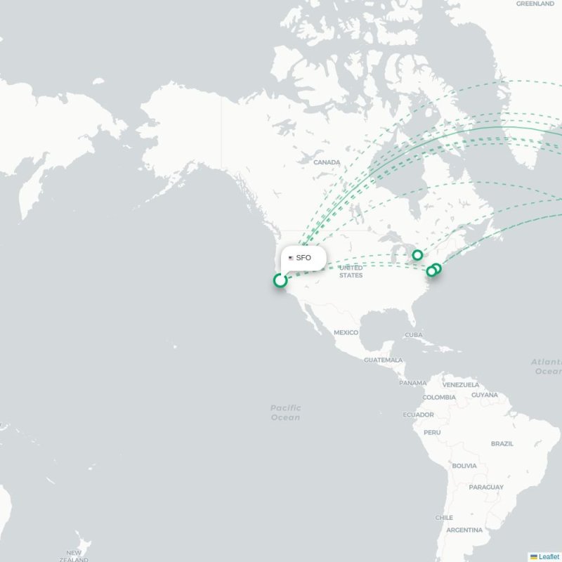 SFO - ZRH route map